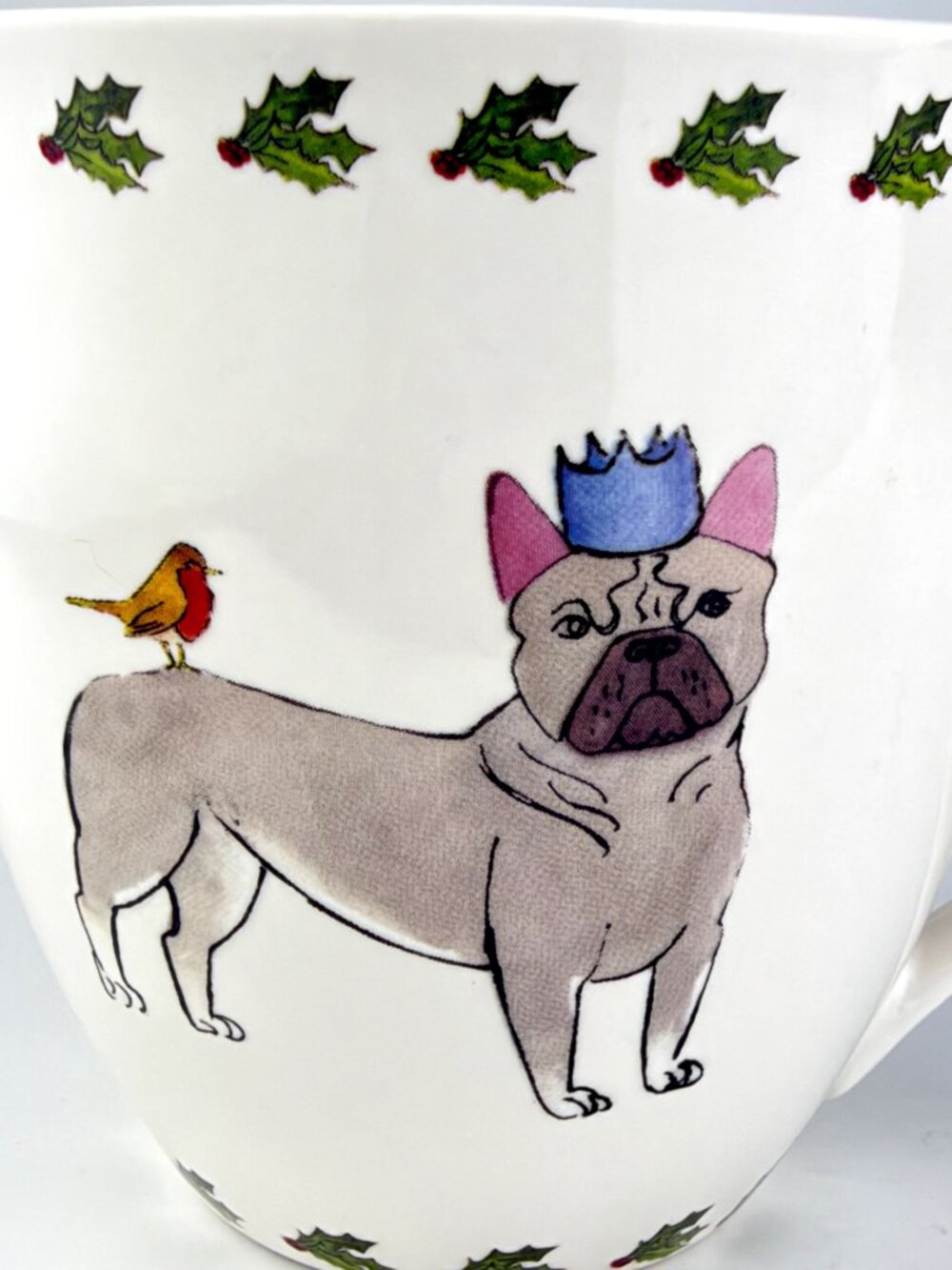 Milly Green French Bulldog Christmas Mug "Bark The Herald Angels Sing" Frenchie
